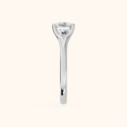 Nell Split Shank Solitaire Asscher Diamond Engagement Ring in Platinum - SideView.webp