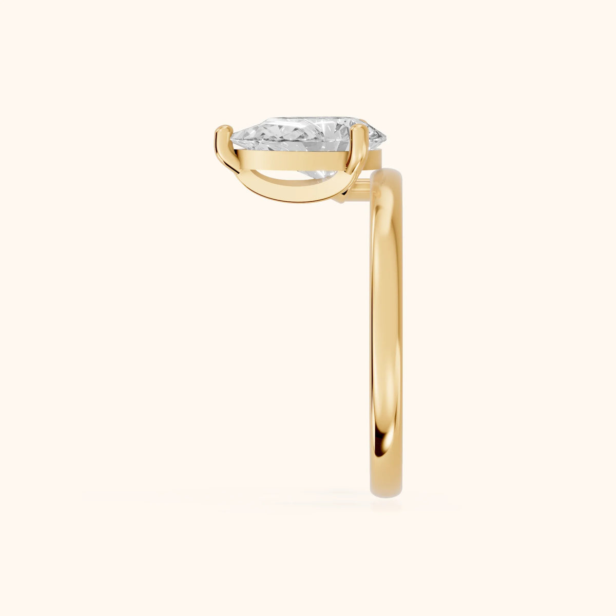 Maisie Four Prong Solitaire Pear Diamond Engagement Ring in Yellow Gold - SideView.webp