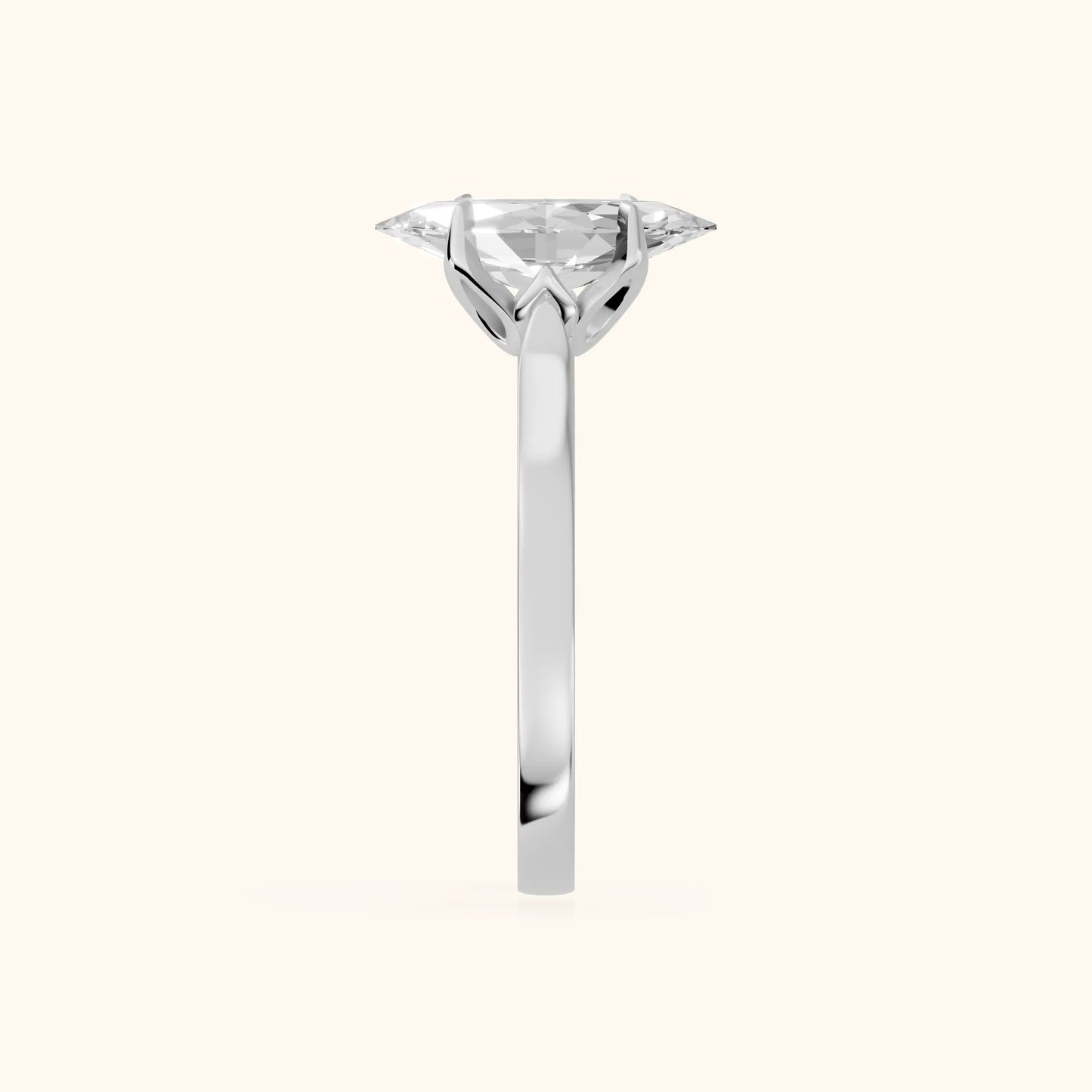 Isabella Bloom Solitaire Marquise Diamond Engagement Ring in White Gold - SideView