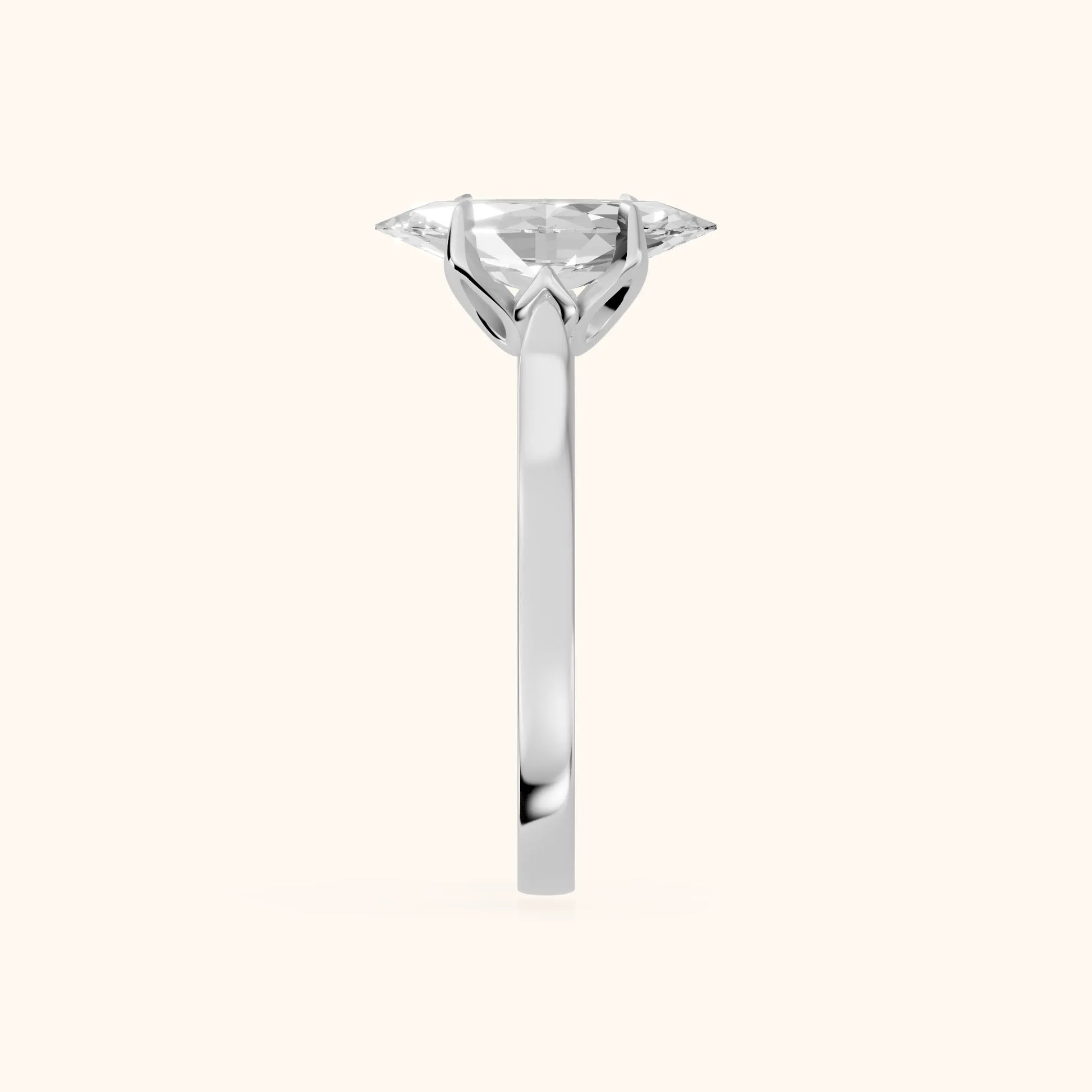 Isabella Bloom Solitaire Marquise Diamond Engagement Ring in White Gold - SideView