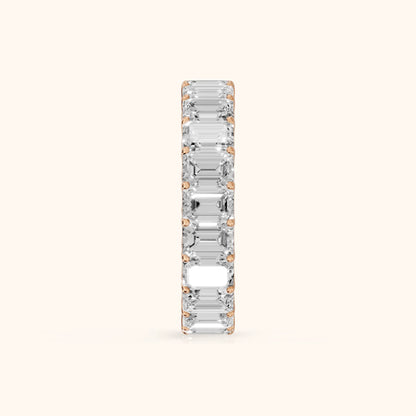 Josette Shared Prong Emerald Diamond Eternity Band in Rose Gold - SideView