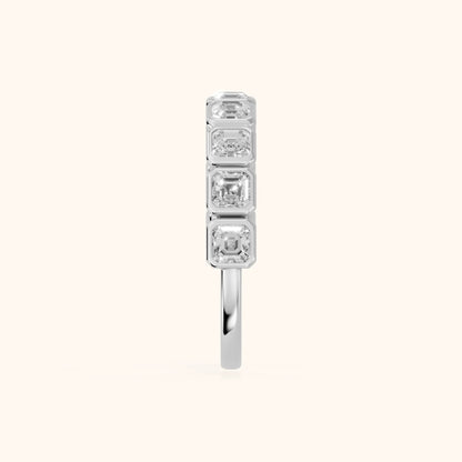 Galia Bezel Asscher Diamond Half Eternity Band in Platinum - SideView