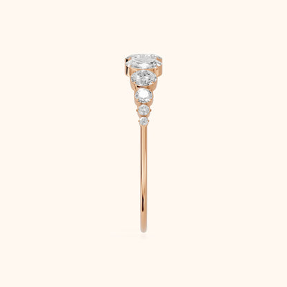 Nerea Riviera Oval & Round Diamond Wedding Band in Rose Gold - SideView