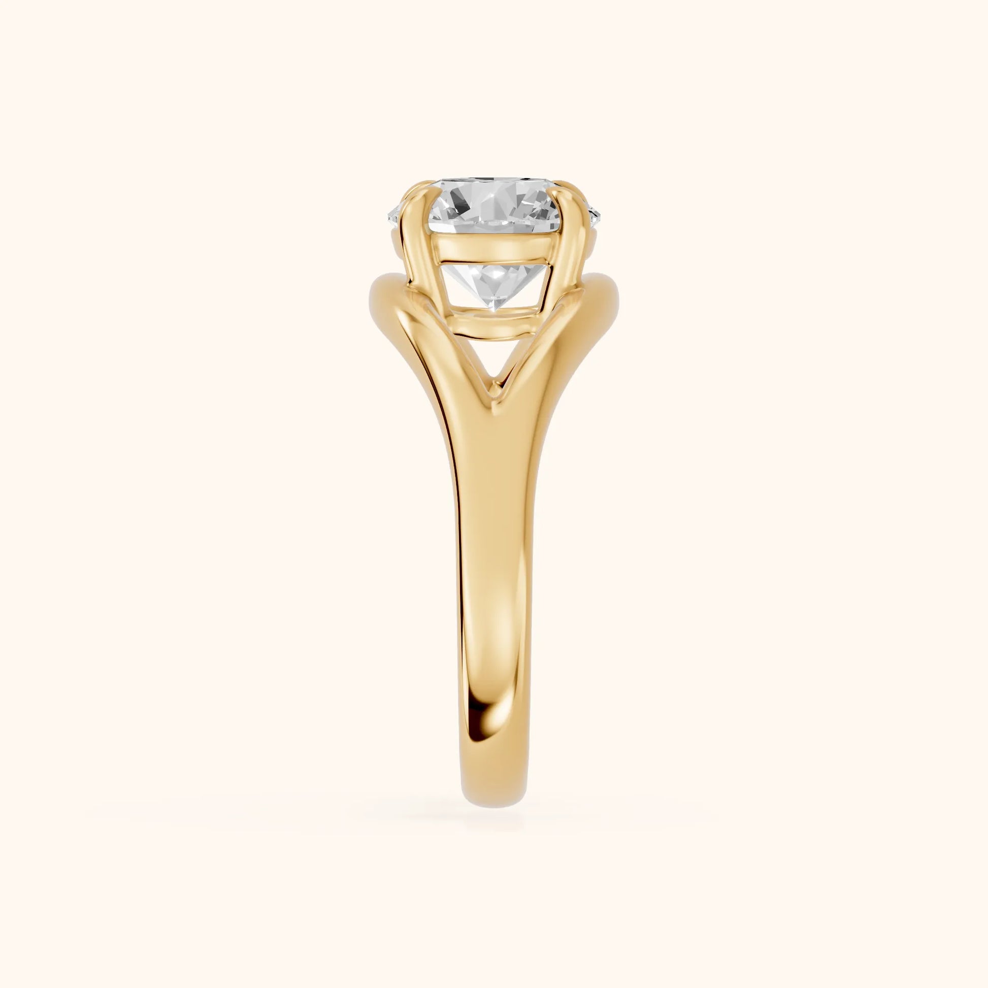 Seraphina Criss Cross Round Diamond Engagement Ring in Yellow Gold - SideView