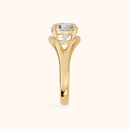 Seraphina Criss Cross Round Diamond Engagement Ring in Yellow Gold - SideView