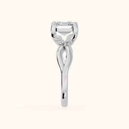 Luna Glow Twisted Asscher Diamond Engagement Ring in White Gold - SideView