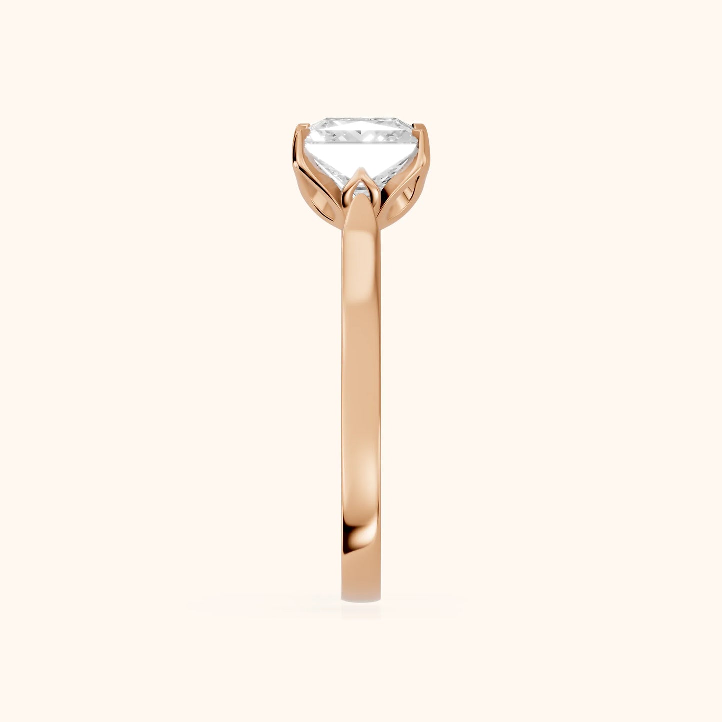 Isabella Bloom Solitaire Princess Diamond Engagement Ring in Rose Gold - SideView