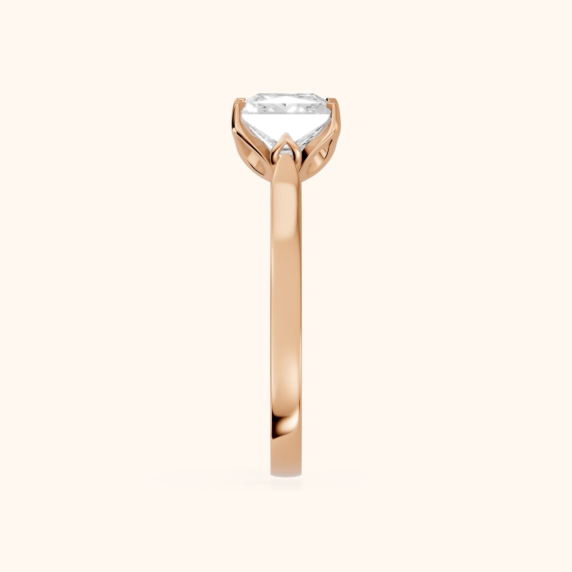 Isabella Bloom Solitaire Princess Diamond Engagement Ring in Rose Gold - SideView