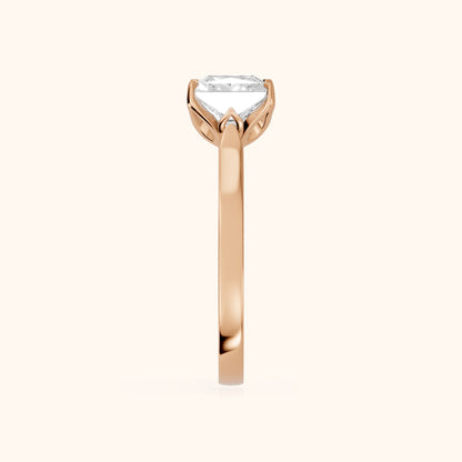 Isabella Bloom Solitaire Princess Diamond Engagement Ring in Rose Gold - SideView