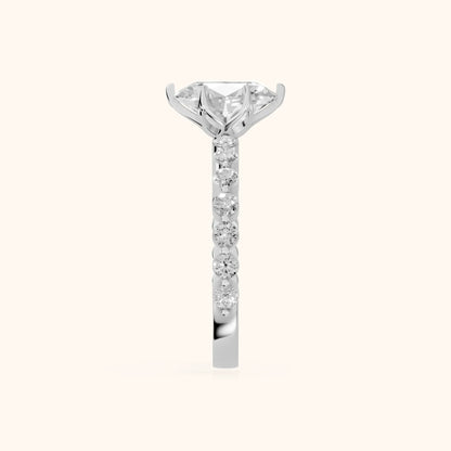 Eleanor Majesty Side Stone Oval Diamond Engagement Ring in White Gold - SideView