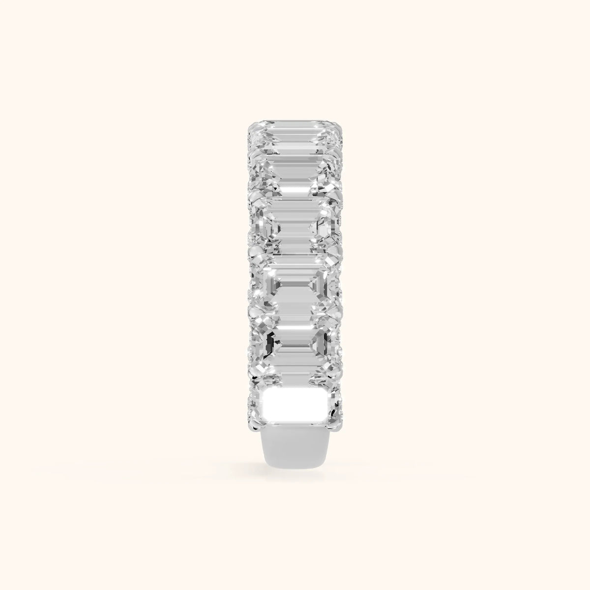 Tia Pavé Emerald Diamond Half Eternity Band in Silver - SideView