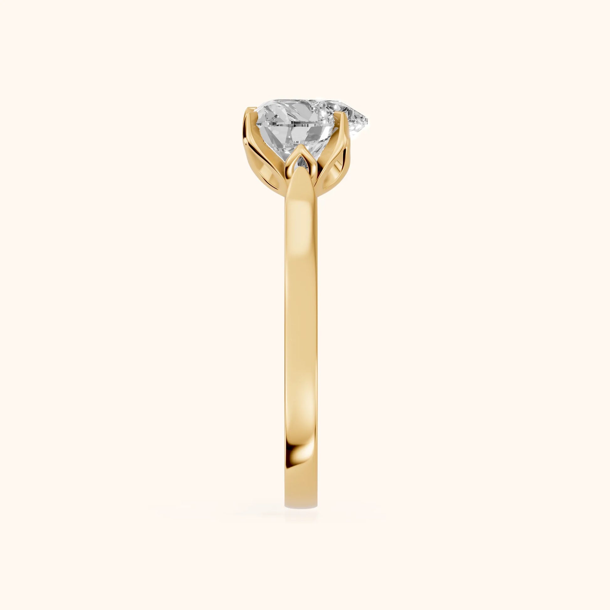 Isabella Bloom Solitaire Heart Diamond Engagement Ring in Yellow Gold - SideView