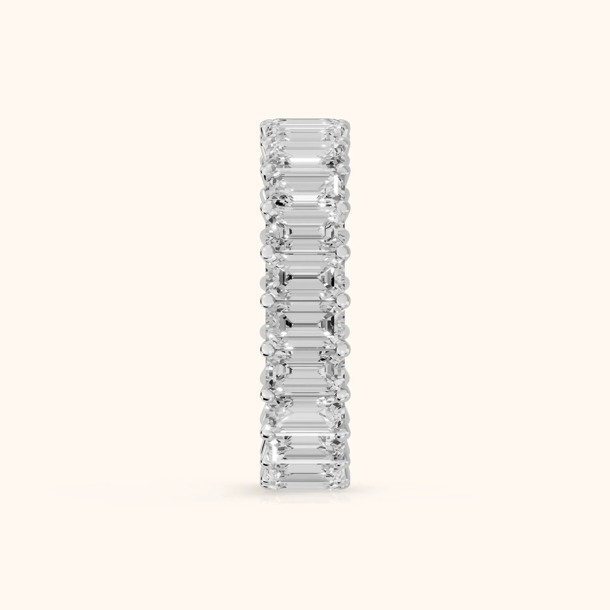 Callia Shared Prong Emerald Diamond Eternity Band in Platinum - SideView