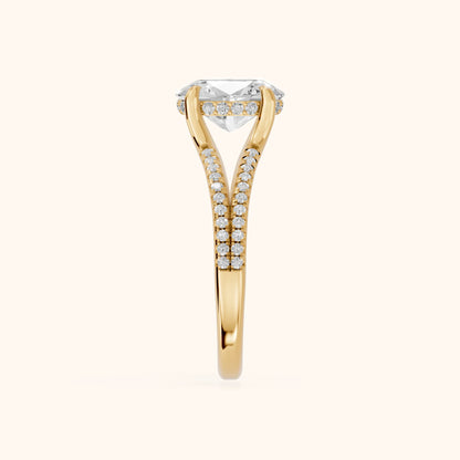 Eternal Embrace Solitaire Oval Diamond Engagement Ring in Yellow Gold - SideView