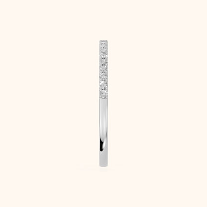 Anouk Micropavé Round Diamond Half Eternity Band in White Gold - SideView