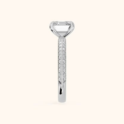 Meredith Knife Edge Pavé Asscher Diamond Engagement Ring in Platinum - SideView.webp