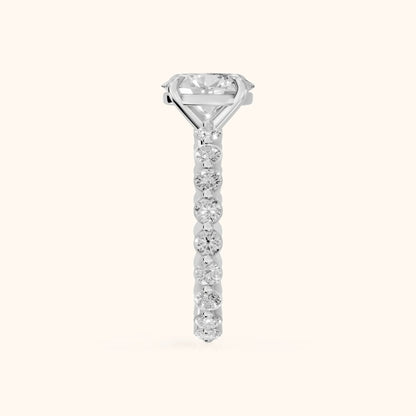 Piper Sidestone Oval Diamond Engagement Ring in Silver - SideView.webp
