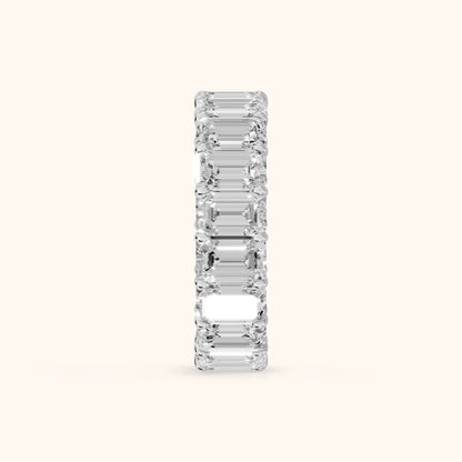 Zaya Shared Prong Emerald Diamond Eternity Band in White Gold - SideView