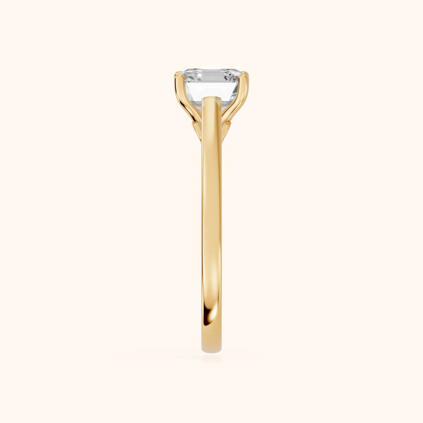 Iris Vintage Asscher Diamond Engagement Ring in Yellow Gold - SideView