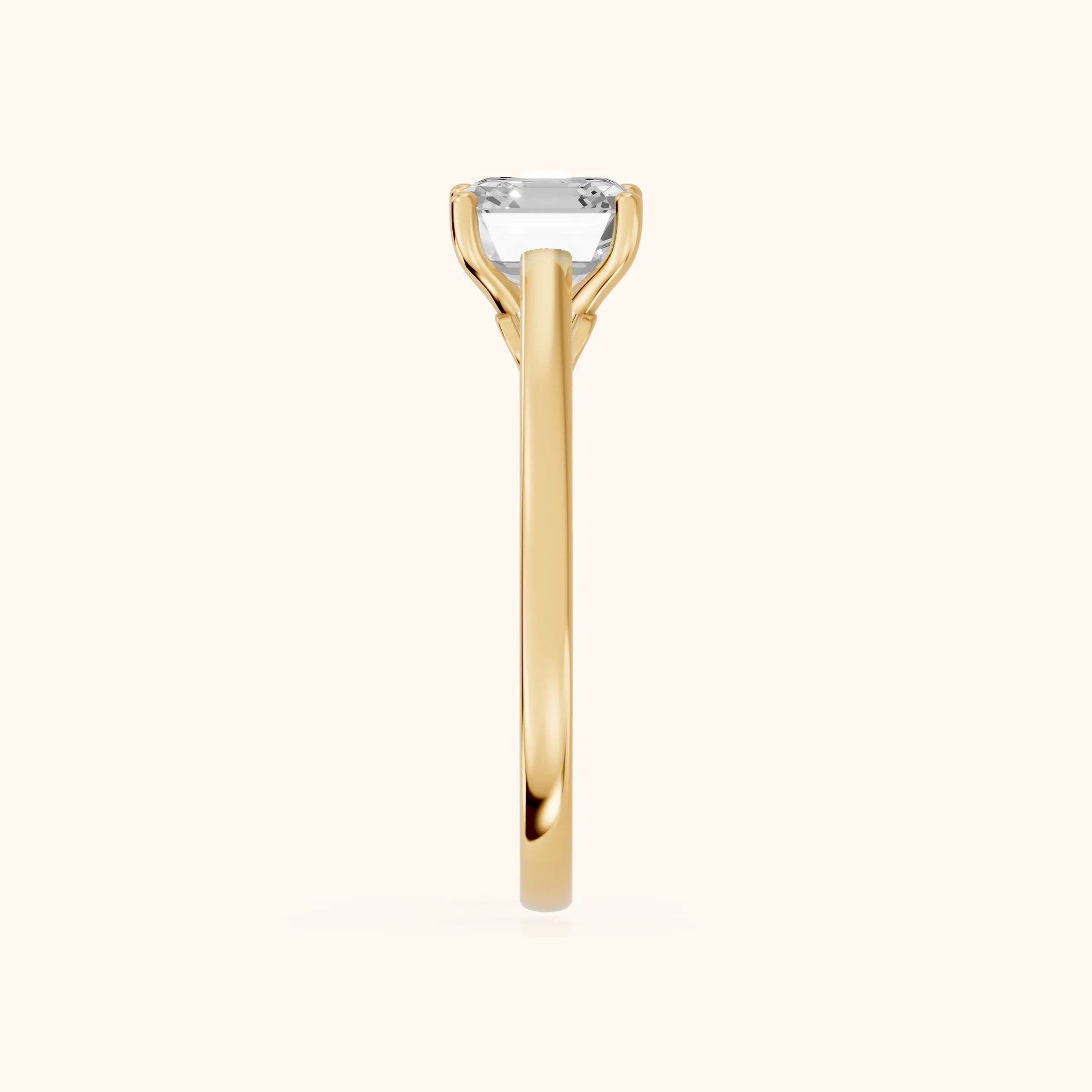 Iris Vintage Asscher Diamond Engagement Ring in Yellow Gold - SideView