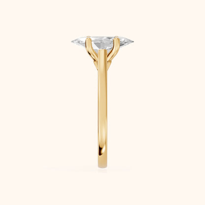 Iris Vintage Marquise Diamond Engagement Ring in Yellow Gold - SideView