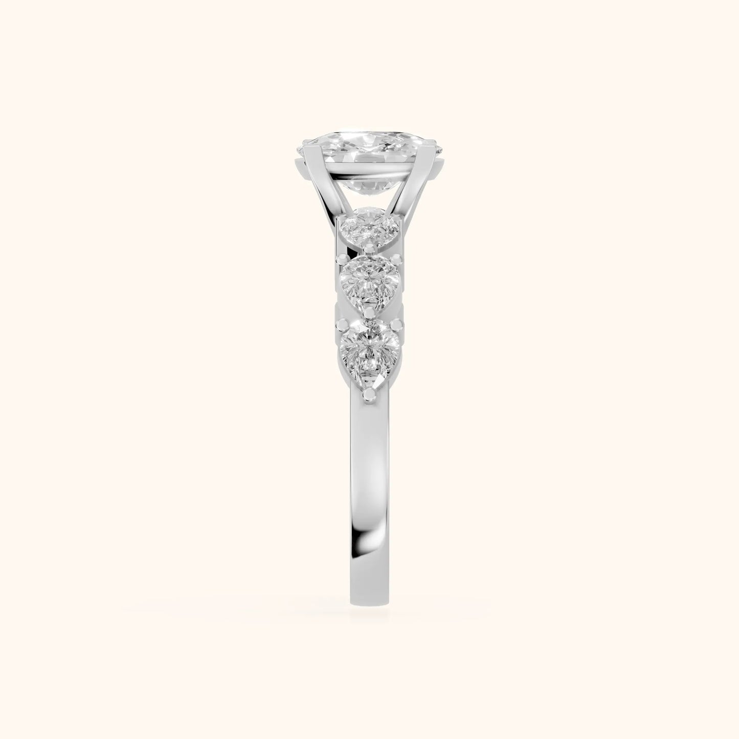 Iris Cushion Diamond Bridal Set in White Gold - SideView