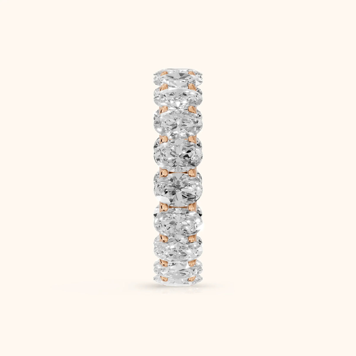 Ivana Shared Prong Oval Diamond Eternity Band in Rose Gold - SideView