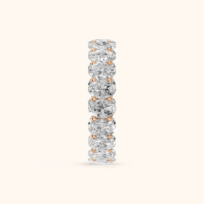 Ivana Shared Prong Oval Diamond Eternity Band in Rose Gold - SideView