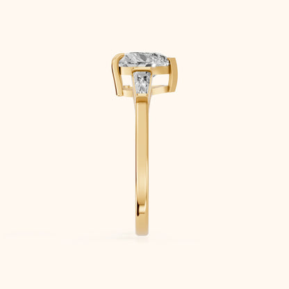 Winnie Three-Stone Heart Diamond Engagement Ring in Yellow Gold - SideView.webp