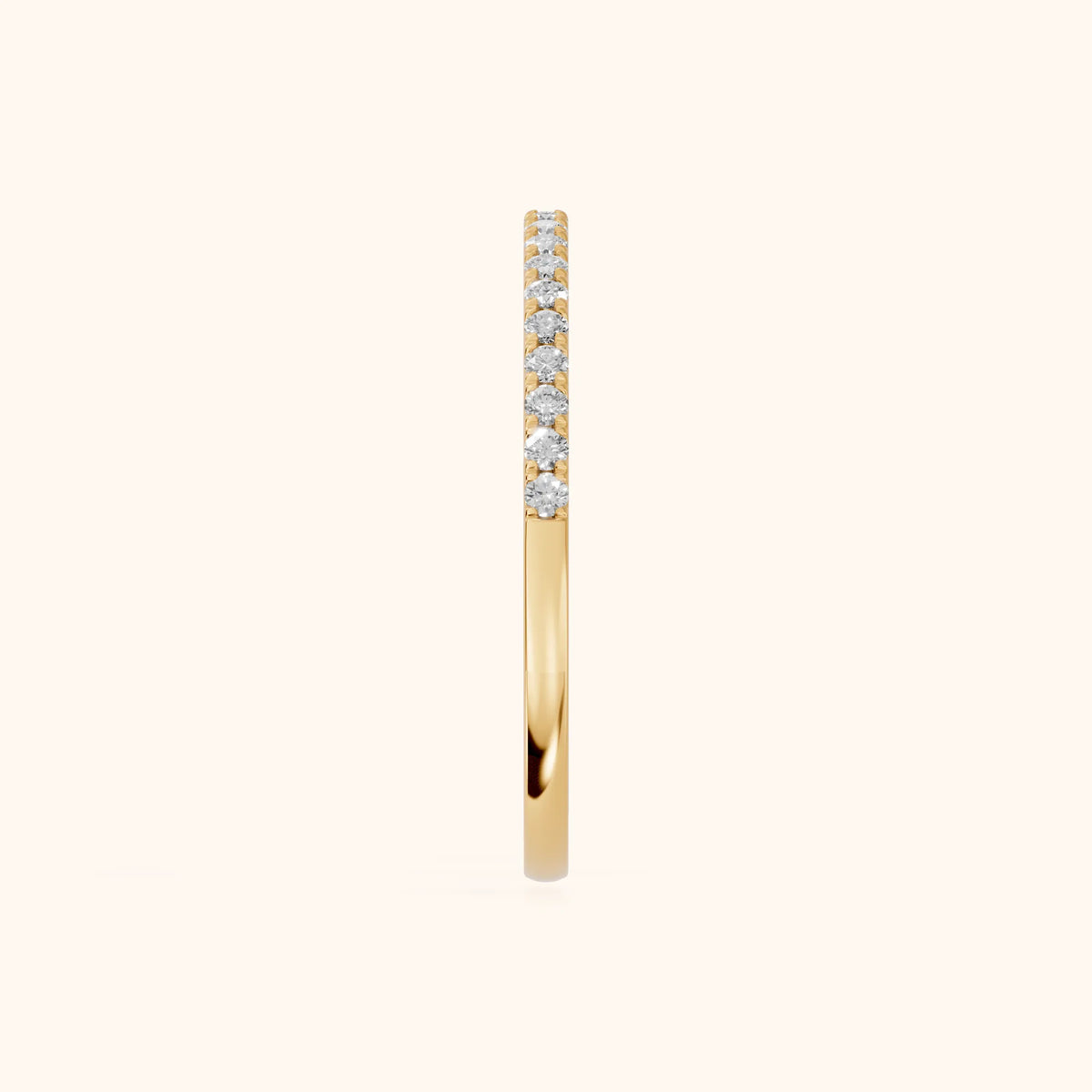 Anouk Micropavé Round Diamond Half Eternity Band in Yellow Gold - SideView