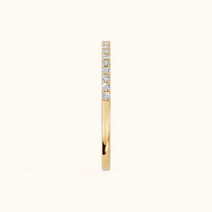 Anouk Micropavé Round Diamond Half Eternity Band in Yellow Gold - SideView