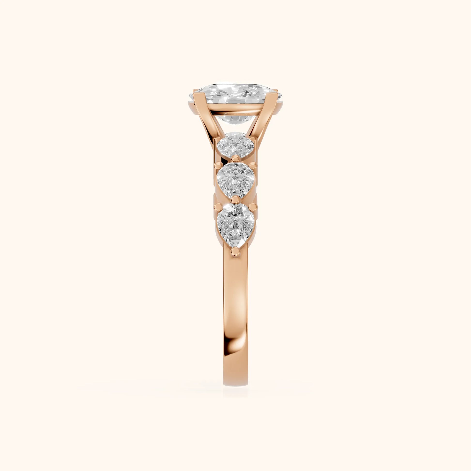 Iris Cushion Diamond Bridal Set in Rose Gold - SideView