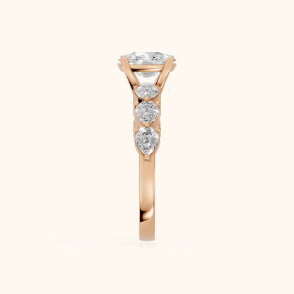 Iris Cushion Diamond Bridal Set in Rose Gold - SideView