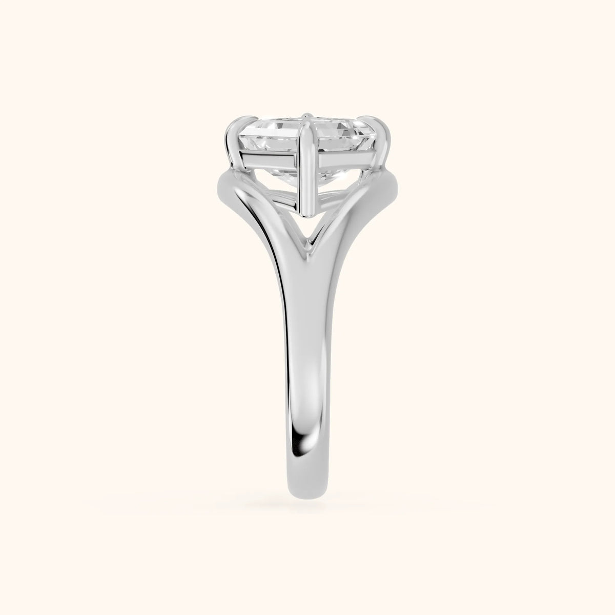 Madeleine Split Shank Asscher Diamond Engagement Ring in Platinum - SideView.webp