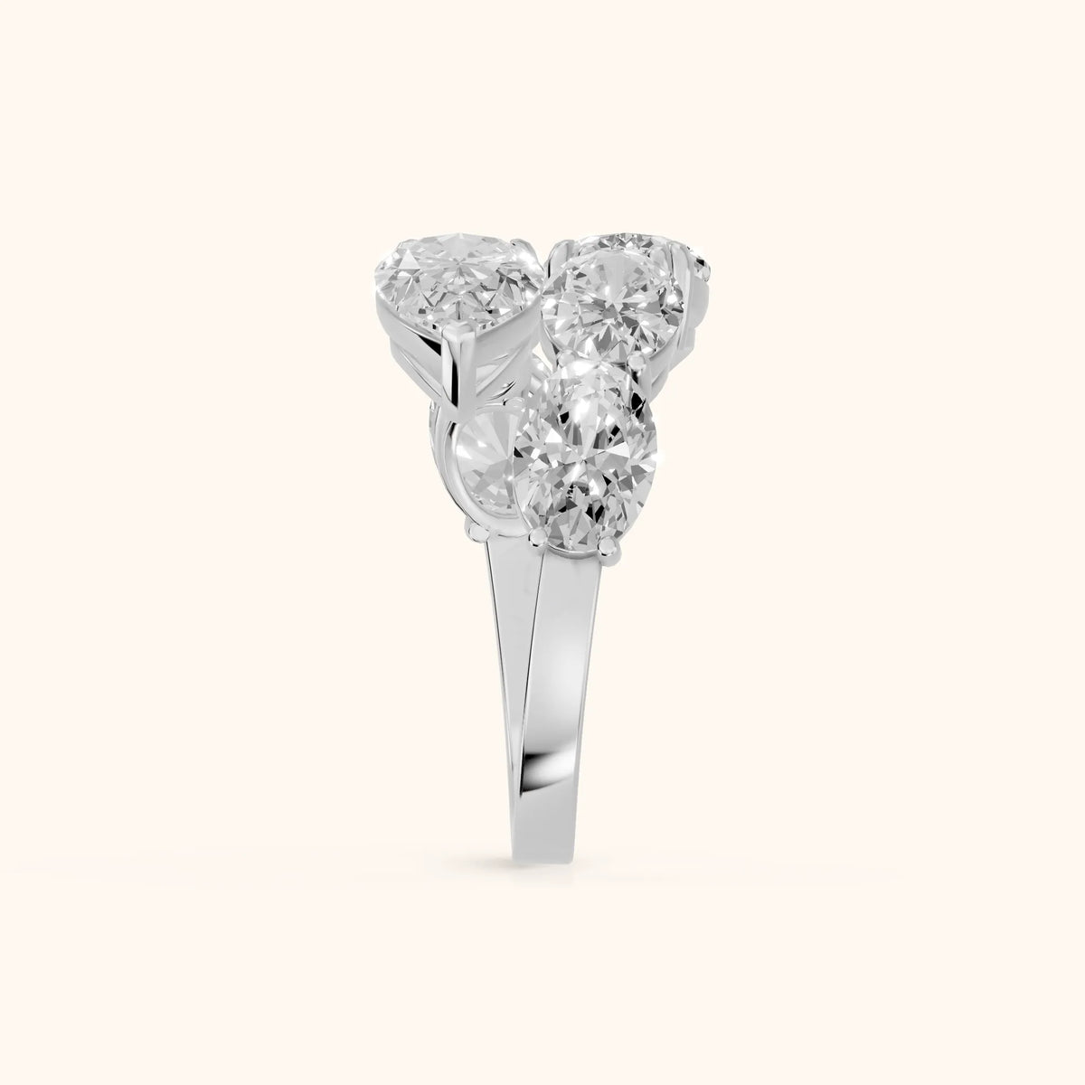 Ines Bypass Pear & Oval Diamond Anniversary Ring in Platinum - SideView