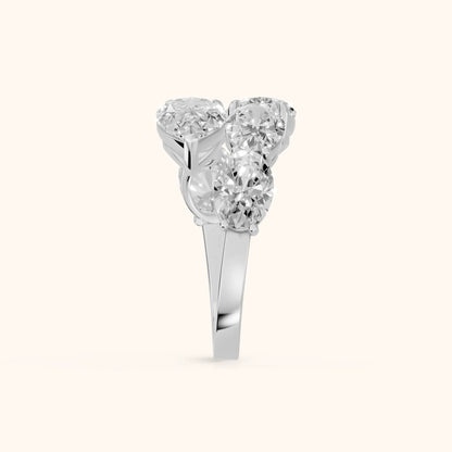 Ines Bypass Pear & Oval Diamond Anniversary Ring in Platinum - SideView