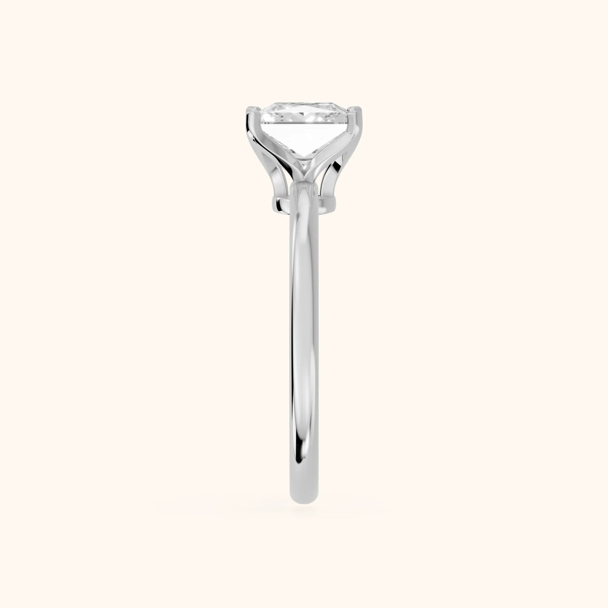 Flora Guardian Solitaire Princess Diamond Engagement Ring in White Gold - SideView