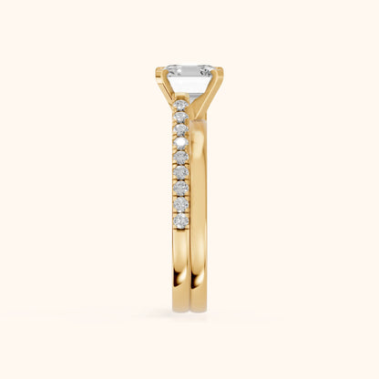 Edith Criss Cross Pavé Asscher Diamond Engagement Ring in Yellow Gold - SideView.webp