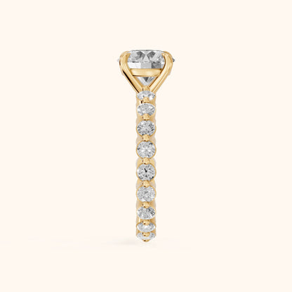 Piper Sidestone Round Diamond Engagement Ring in Yellow Gold - SideView.webp