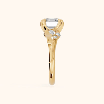Joanna Milgrain Twist Asscher Diamond Engagement Ring in Yellow Gold - SideView.webp