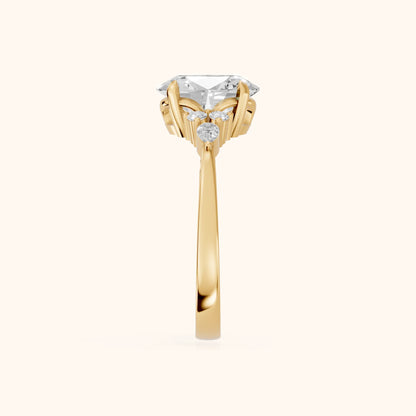 Amelia Three Stone Oval Diamond Engagement Ring in Yellow Gold - SideView