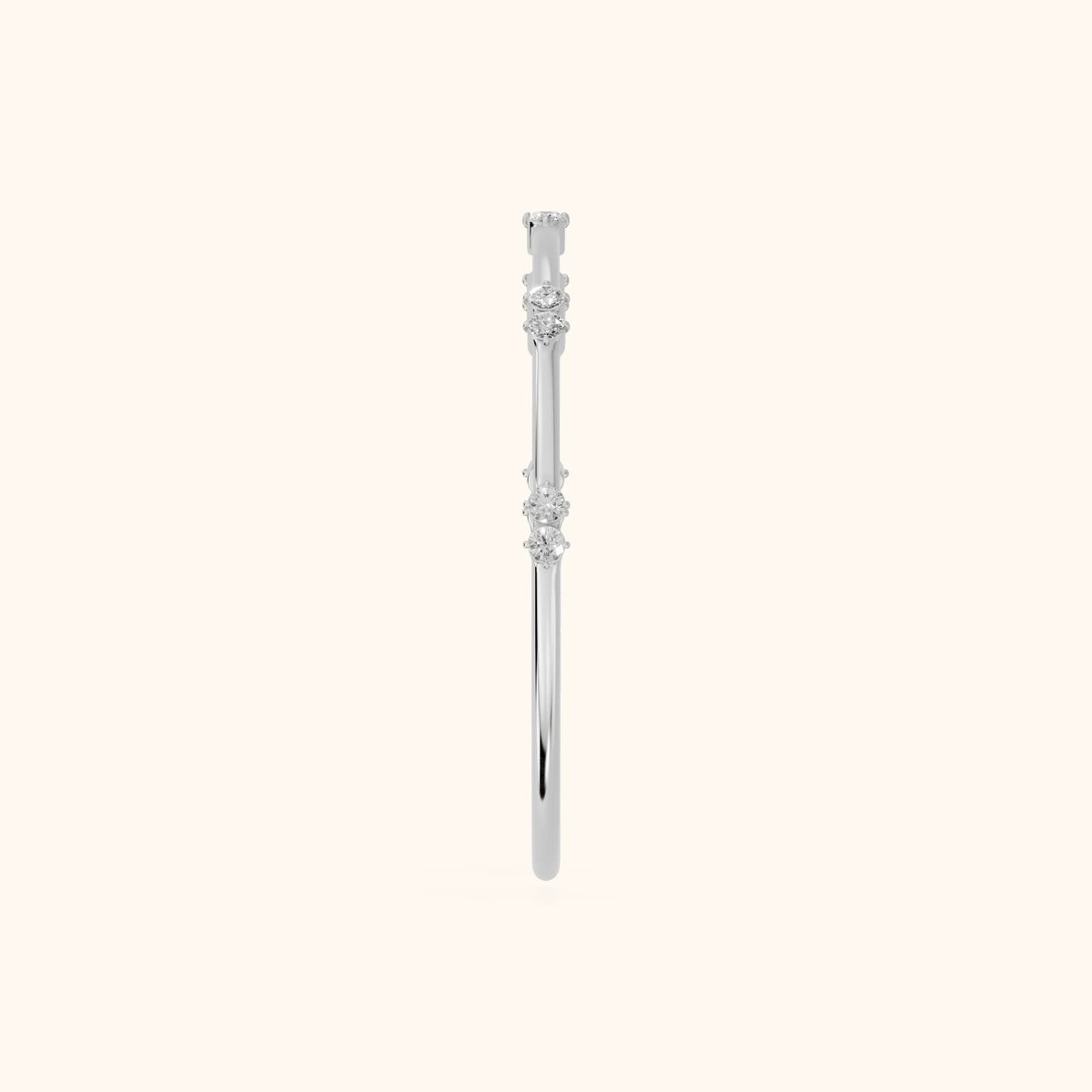 Nyssa Claw Prong Round Diamond Wedding Band in Silver - SideView
