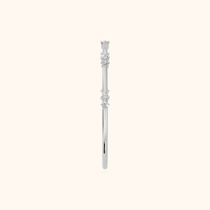 Nyssa Claw Prong Round Diamond Wedding Band in Silver - SideView
