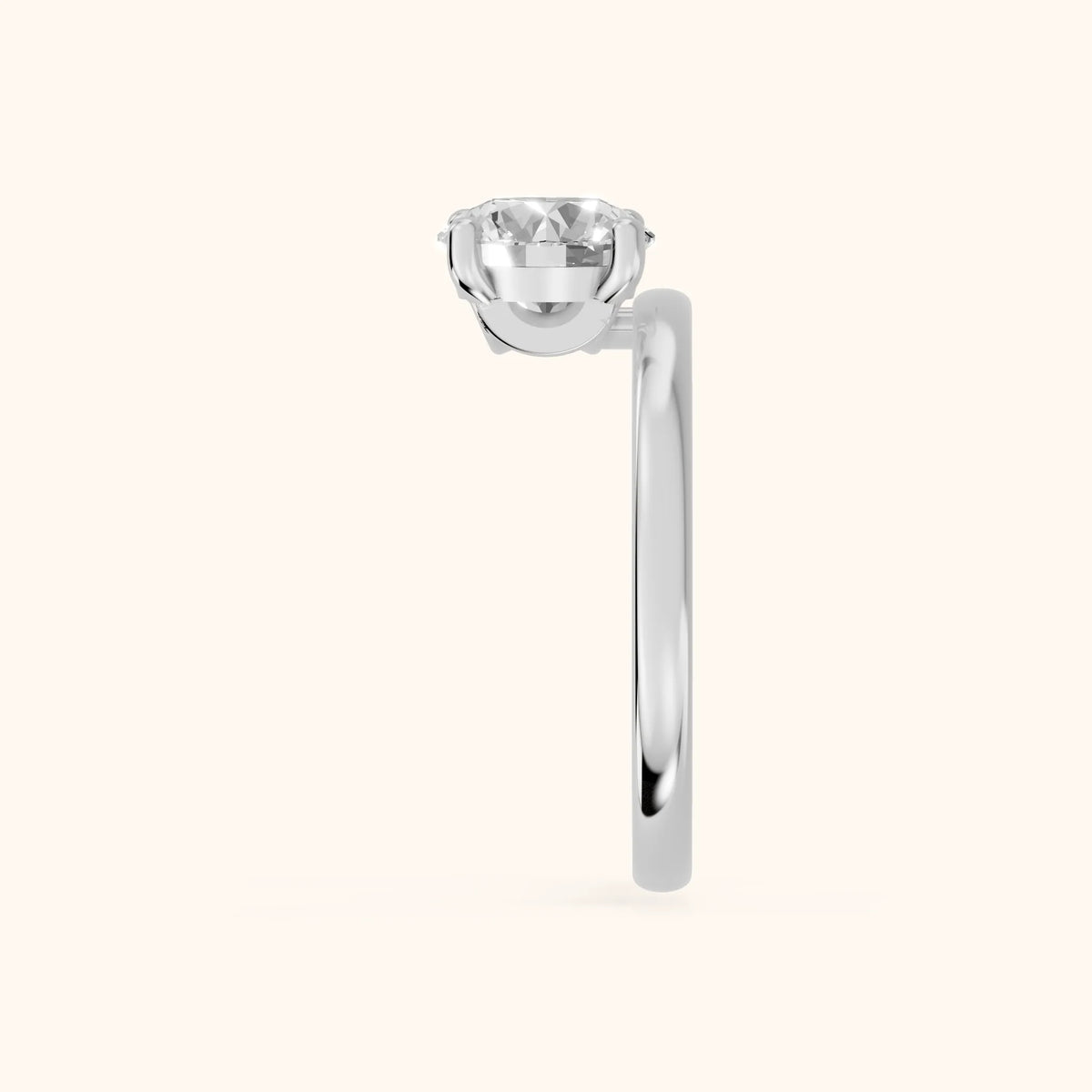Maisie Four Prong Solitaire Round Diamond Engagement Ring in Silver - SideView.webp