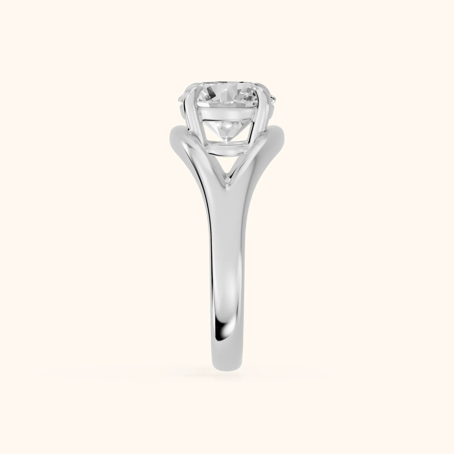 Seraphina Criss Cross Round Diamond Engagement Ring in White Gold - SideView