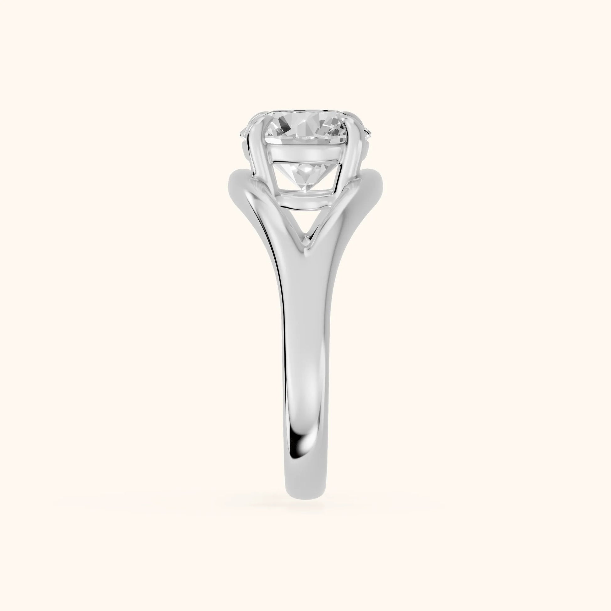 Seraphina Criss Cross Round Diamond Engagement Ring in White Gold - SideView