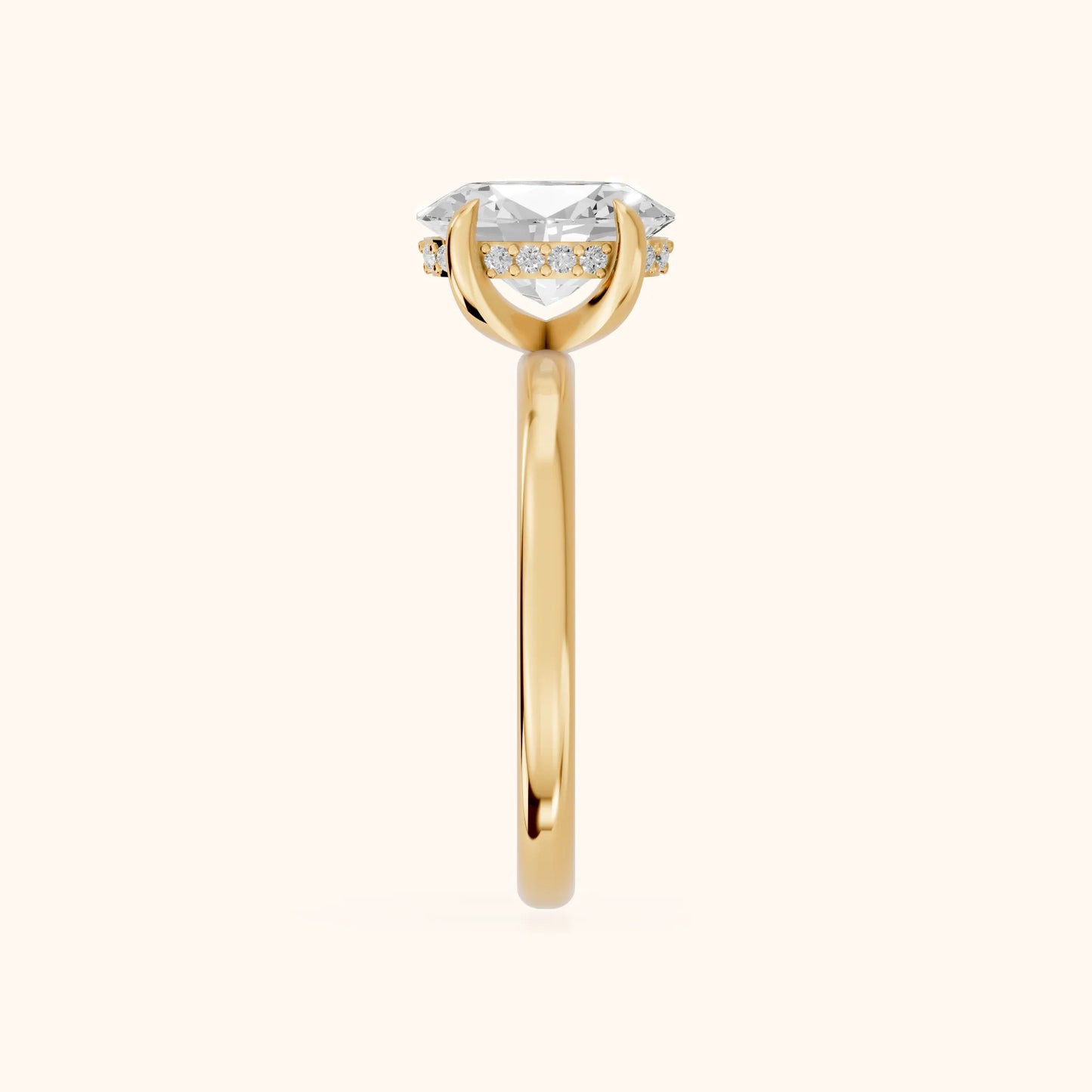 Charlotte Charm Solitaire Oval Diamond Engagement Ring in Yellow Gold - SideView