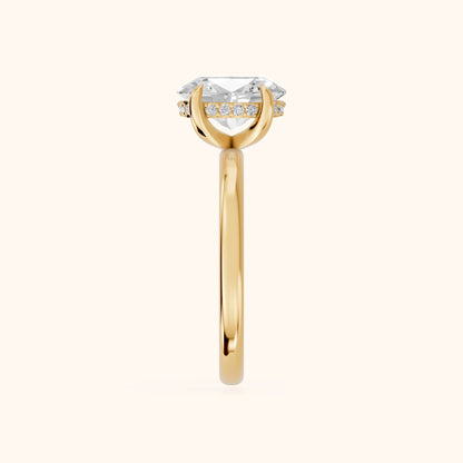 Charlotte Charm Solitaire Oval Diamond Engagement Ring in Yellow Gold - SideView