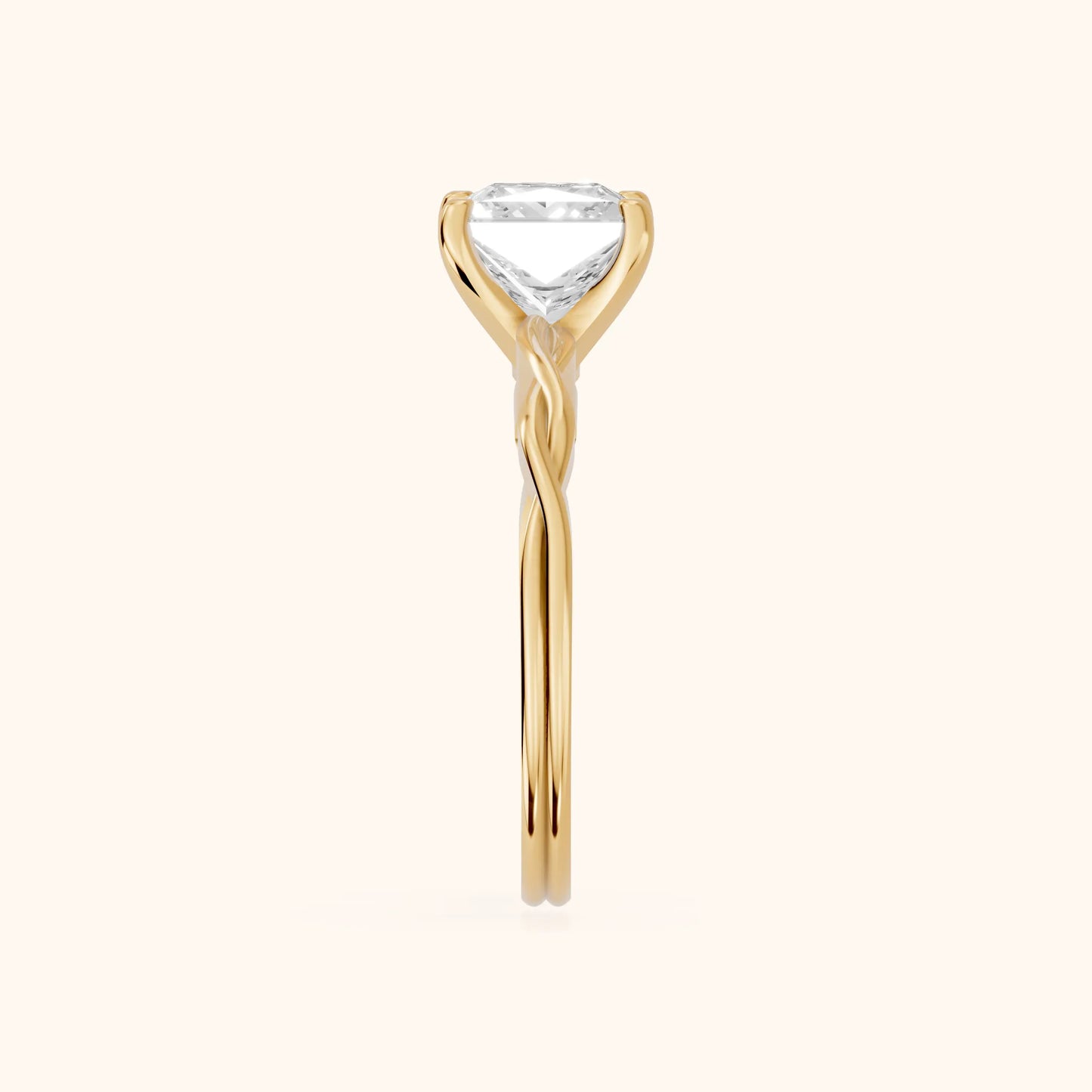 Iris Twist Princess Diamond Engagement Ring in Yellow Gold - SideView