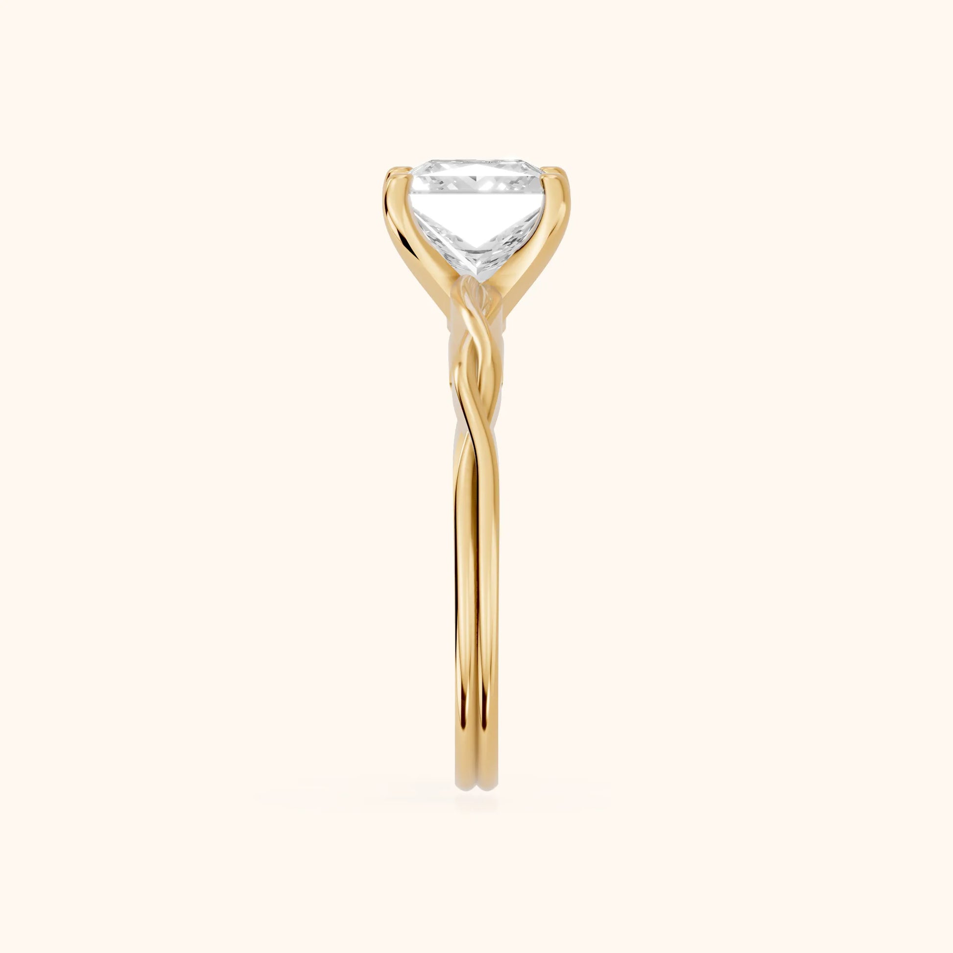 Iris Twist Princess Diamond Engagement Ring in Yellow Gold - SideView